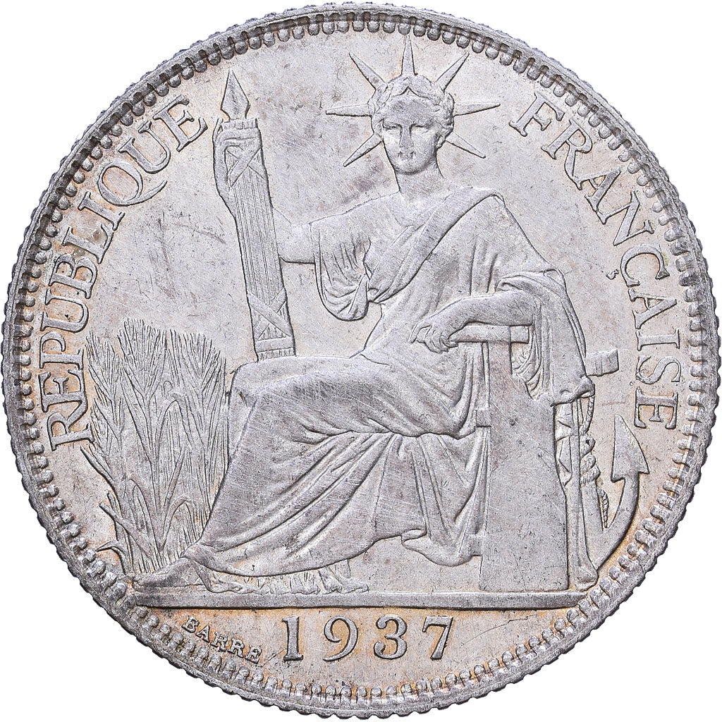 Indocia Francese, 20 Cents, 1937, Paris, Argento, BB+, KM:17.2