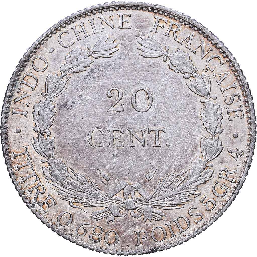 Indocia Francese, 20 Cents, 1937, Paris, Argento, BB+, KM:17.2