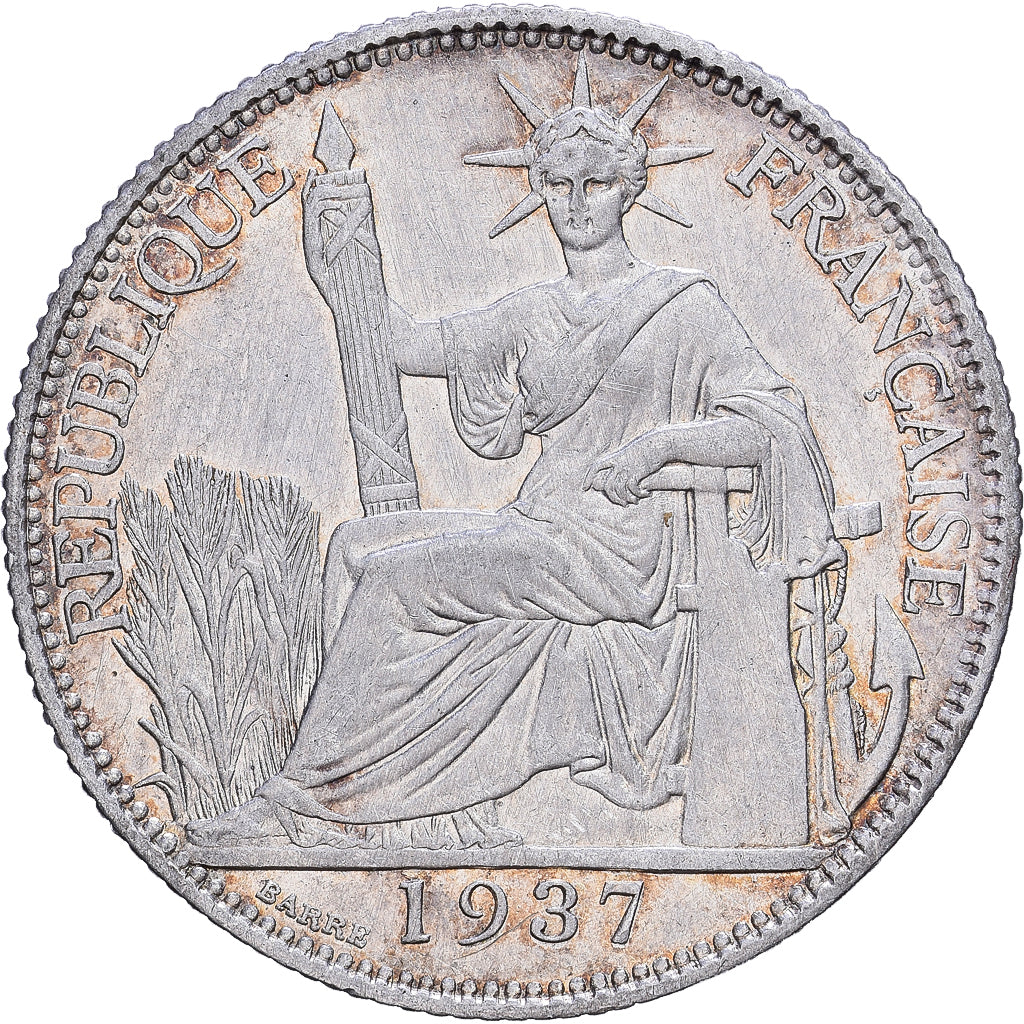 French Indochina, 20 Cents, 1937, Paris, Silver, AU(50-53), KM:17.2