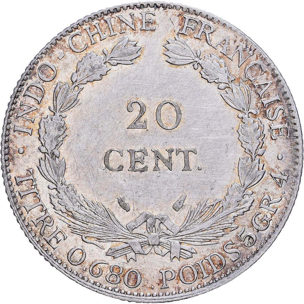French Indochina, 20 Cents, 1937, Paris, Silver, AU(50-53), KM:17.2