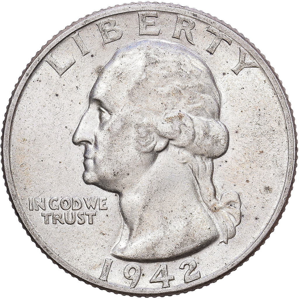 Verenigde Staten, Quarter, Washington, 1942, Philadelphia, Zilver, ZF+, KM:164