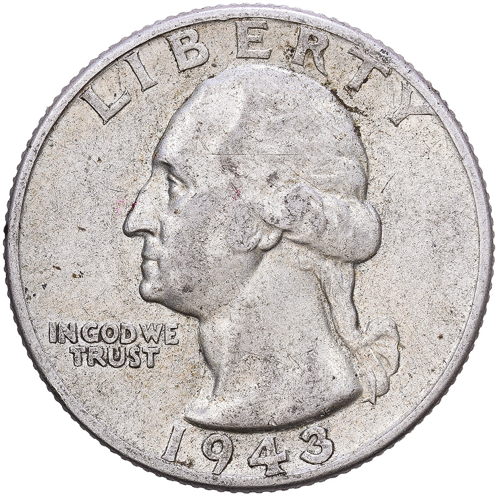 United States, Quarter, Washington, 1943, Philadelphia, Silver, EF(40-45)