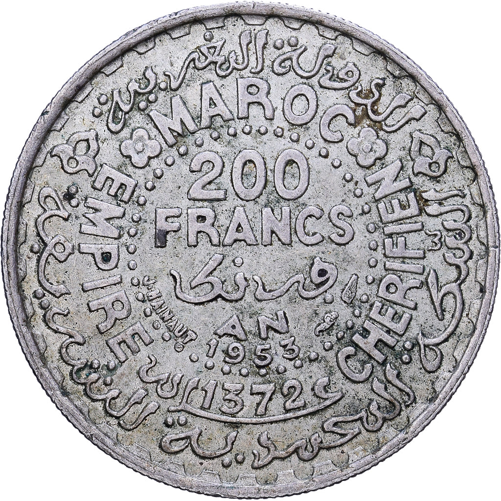 Marokko, Mohammed V, 200 Francs, 1953, Paris, Silber, SS, KM:53