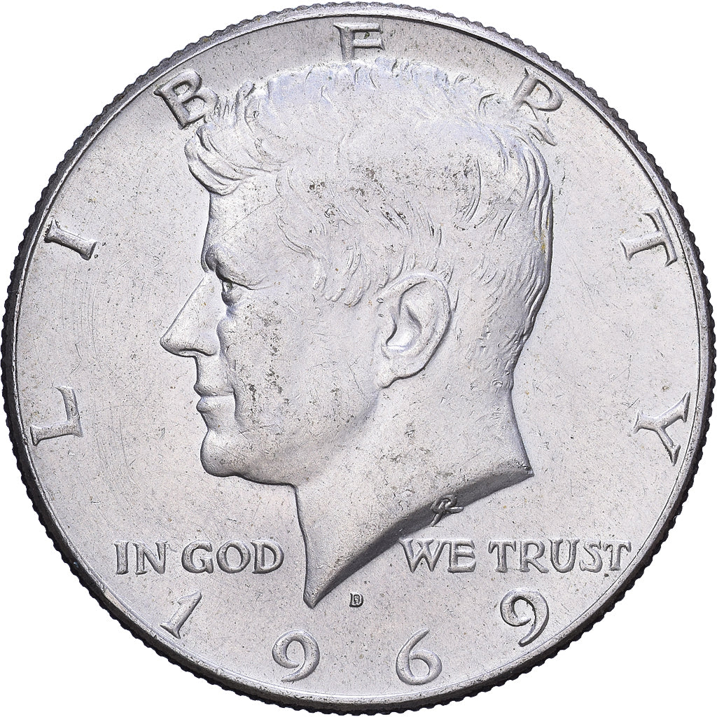 Estados Unidos da América, Half Dollar, 1969, Denver, Prata, MS(60-62), KM:202a