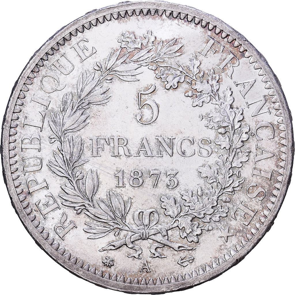 France, Hercule, 5 Francs, 1873, Paris, TTB+, Argent, Gadoury:745a, KM:820.1