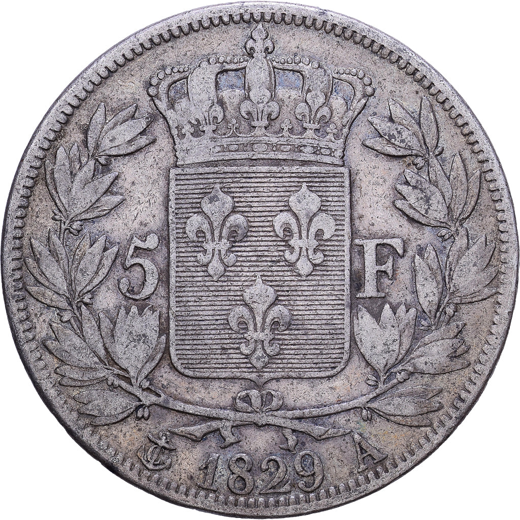 Frankrijk, 5 Francs, Charles X, 1829, Paris, Zilver, FR, KM:728.1