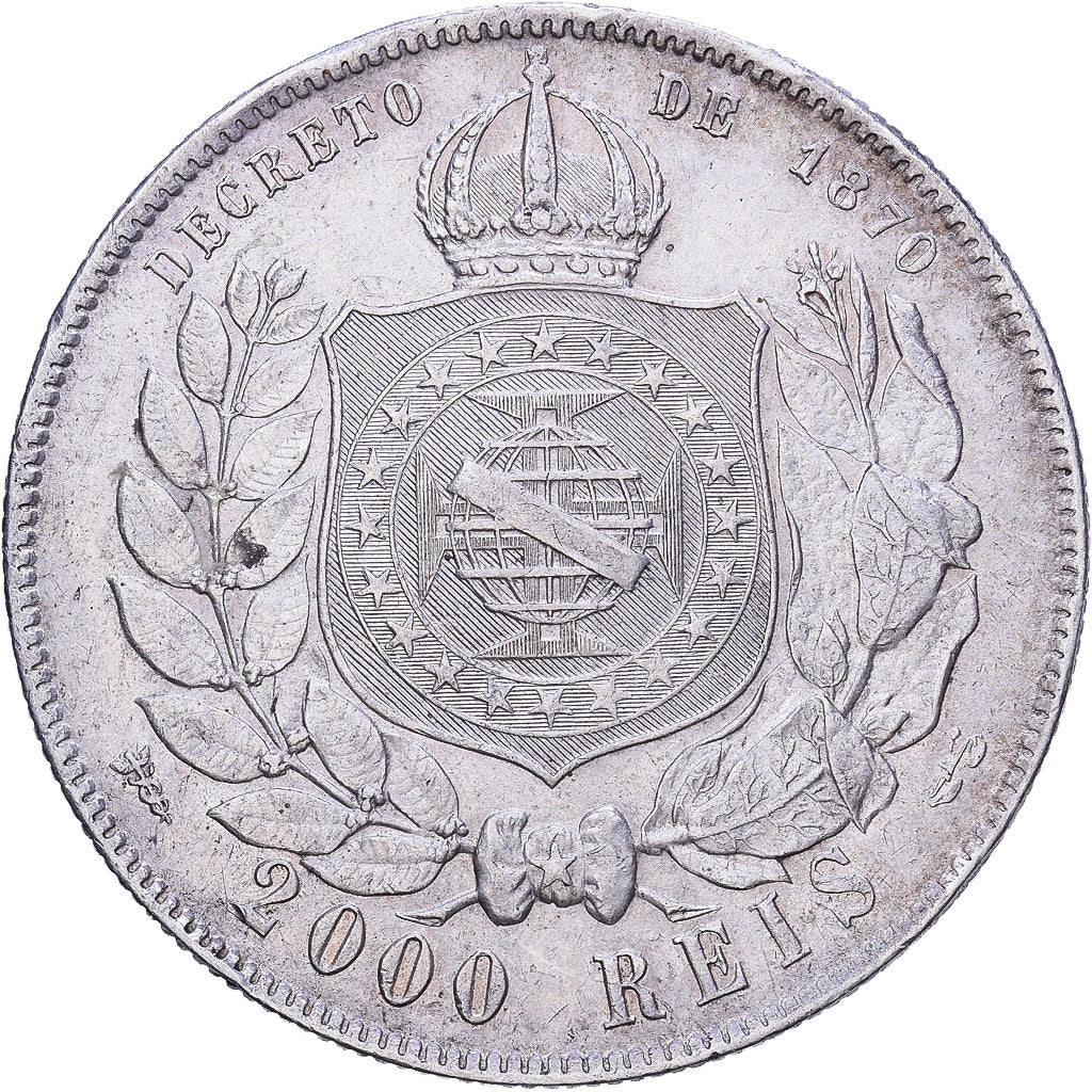 Brazil, Pedro II, 2000 Reis, 1889, Silver, EF(40-45), KM:485