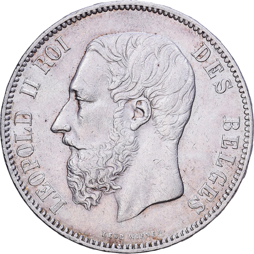 Belgio, Leopold II, 5 Francs, 5 Frank, 1875, Brussels, Argento, SPL-, KM:24