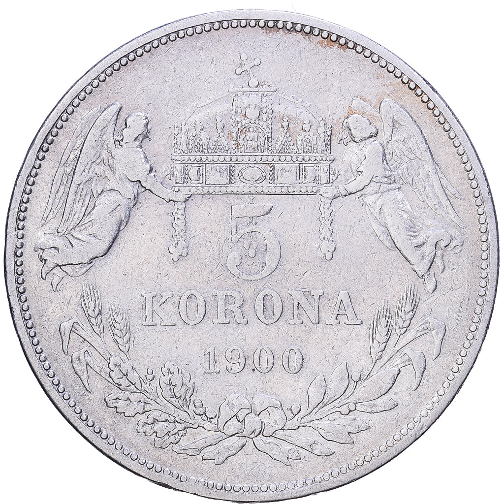 Węgry, Franz Joseph I, 5 Korona, 1900, Kremnica, Srebro, EF(40-45), KM:488
