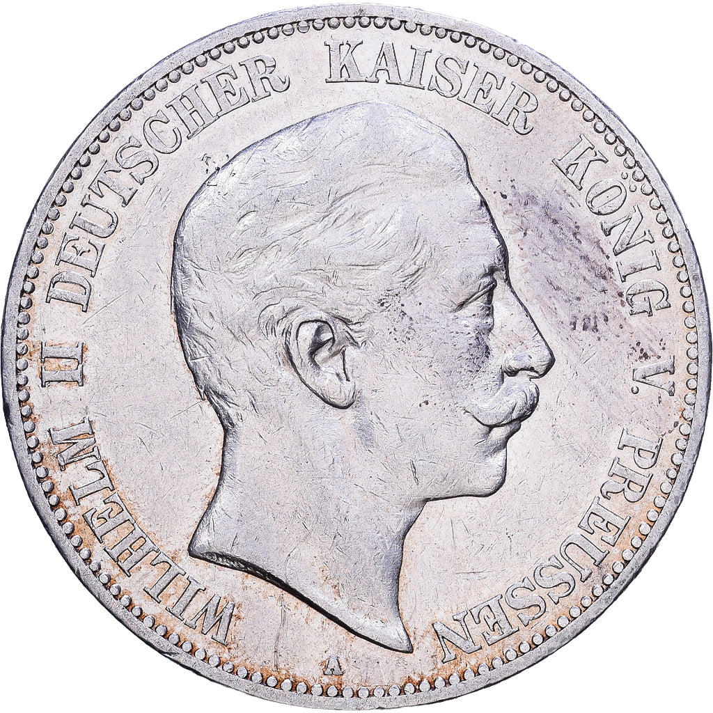 Landy niemieckie, PRUSSIA, Wilhelm II, 5 Mark, 1903, Berlin, Srebro, AU(50-53)