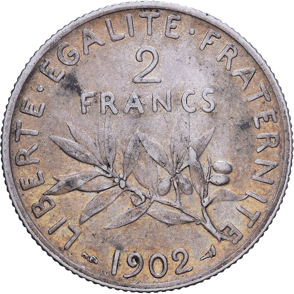 France, 2 Francs, Semeuse, 1902, Paris, Silver, EF(40-45), Gadoury:532
