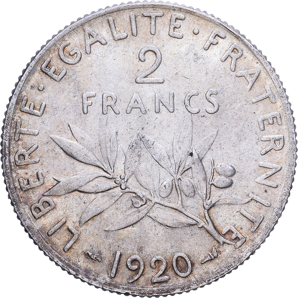 France, 2 Francs, Semeuse, 1920, Paris, Silver, AU(55-58), Gadoury:532, KM:845.1