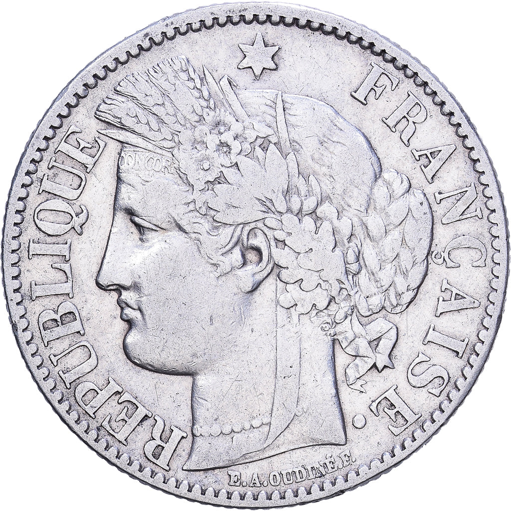 França, 2 Francs, Cérès, 1872, Bordeaux, Prata, EF(40-45), Gadoury:530a