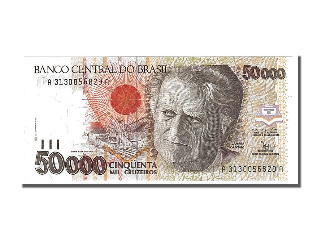 Banknote, Brazil, 50,000 Cruzeiros, 1992, UNC(65-70)