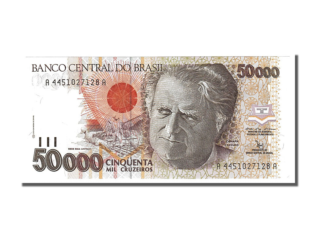 Banknote, Brazil, 50,000 Cruzeiros, 1992, UNC(65-70)