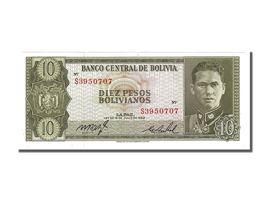 Banknote, Bolivia, 10 Pesos Bolivianos, 1962, UNC(65-70)