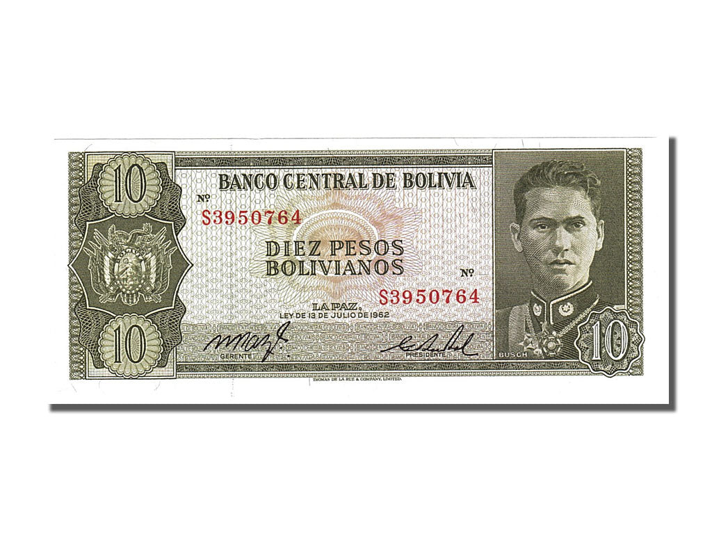 Banknote, Bolivia, 10 Pesos Bolivianos, 1962, UNC(65-70)