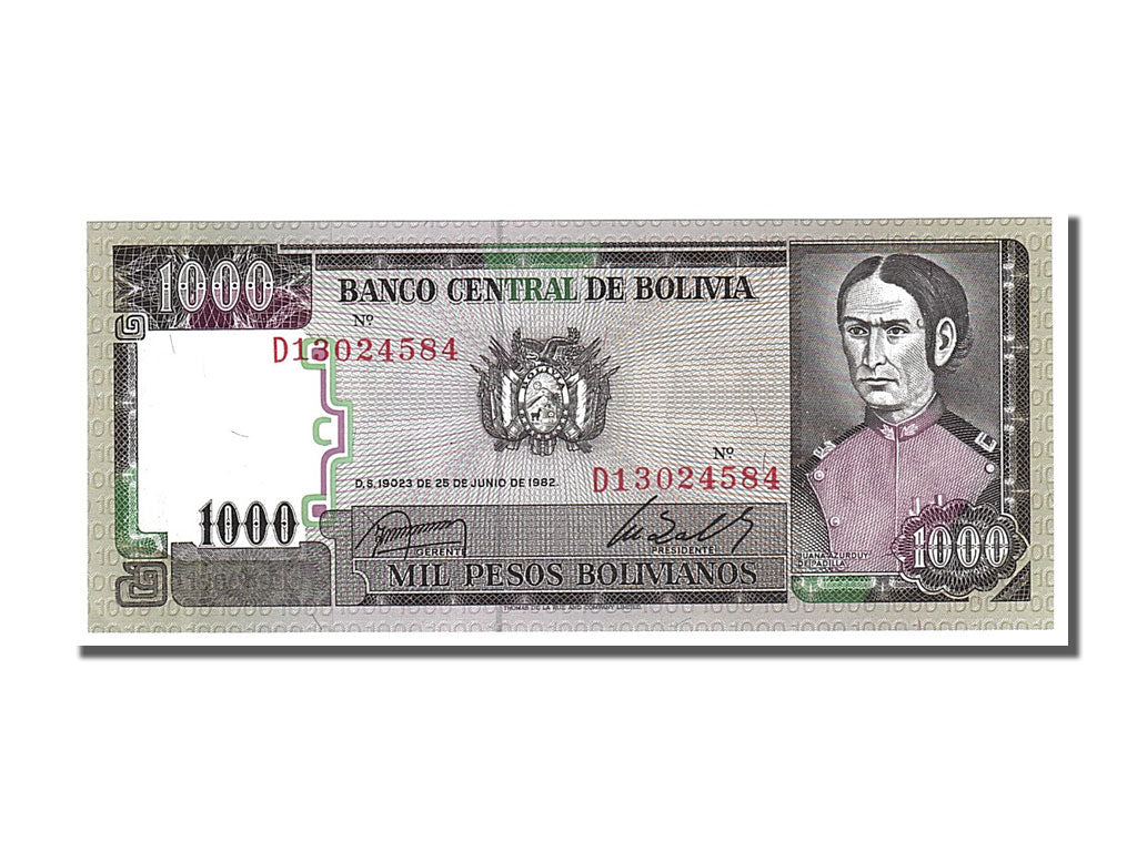 Banconote, Bolivia, 1000 Pesos Bolivianos, 1982, 1982-06-25, FDS