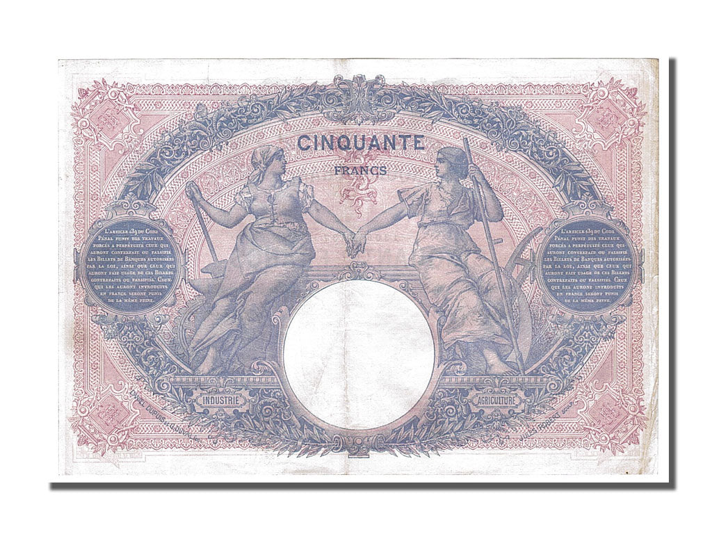 Banknote, France, 50 Francs, 50 F 1889-1927 ''Bleu et Rose'', 1914, 1914-05-09