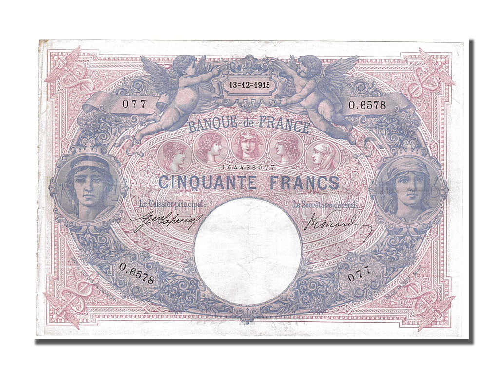 Banknote, France, 50 Francs, 50 F 1889-1927 ''Bleu et Rose'', 1915, 1915-12-13