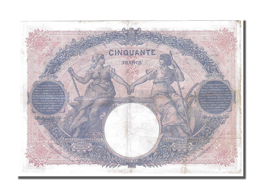 Banknote, France, 50 Francs, 50 F 1889-1927 ''Bleu et Rose'', 1915, 1915-12-13