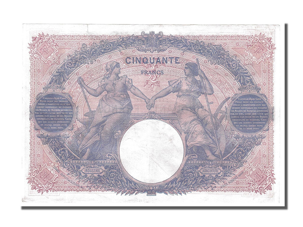 Banknote, France, 50 Francs, 50 F 1889-1927 ''Bleu et Rose'', 1915, 1915-07-28