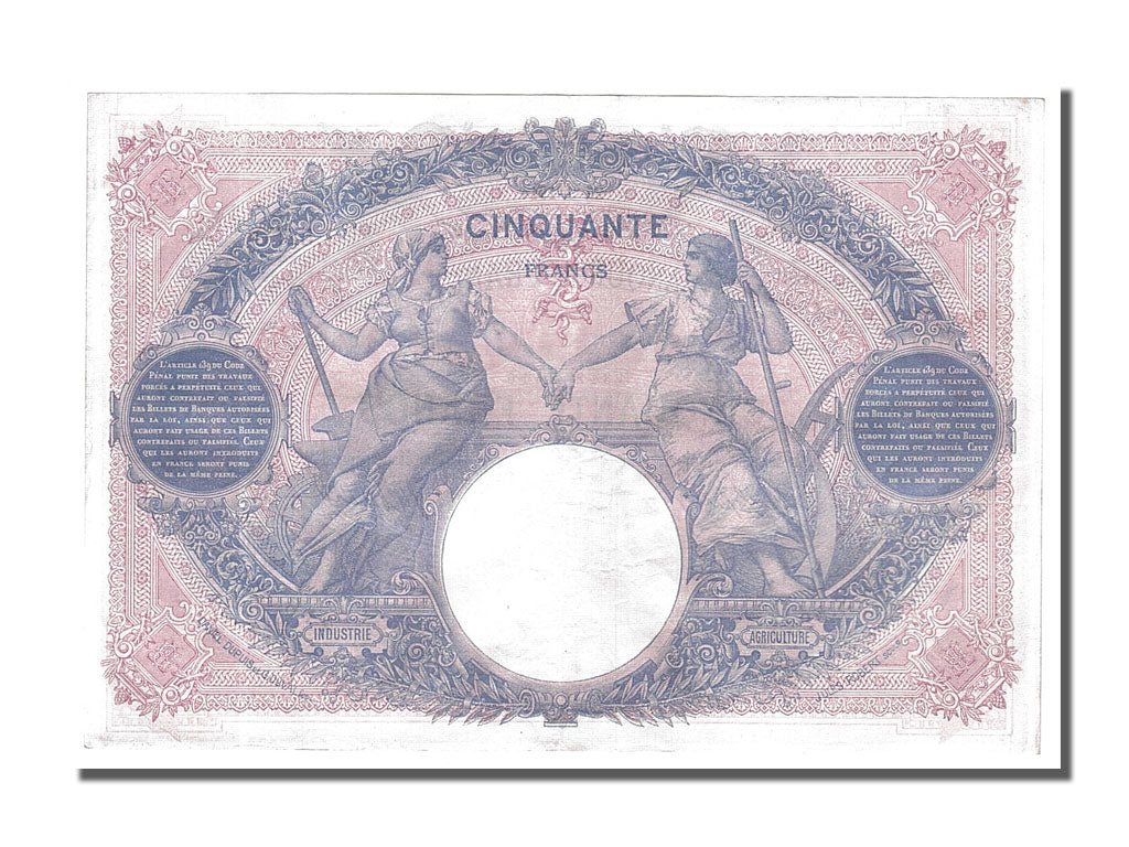 Geldschein, Frankreich, 50 Francs, 50 F 1889-1927 ''Bleu et Rose'', 1914
