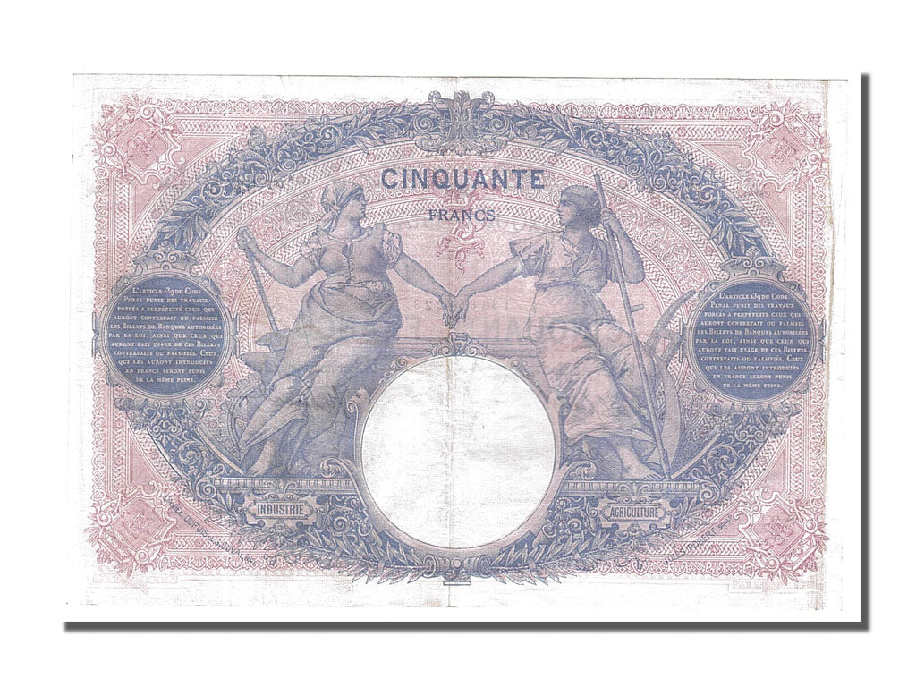 Banknote, France, 50 Francs, 50 F 1889-1927 ''Bleu et Rose'', 1914, 1914-06-10