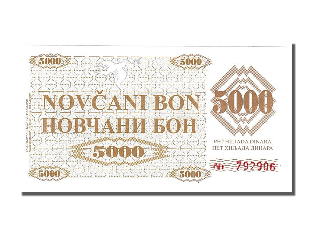 Banknote, Bosnia - Herzegovina, 5000 Dinara, 1992, UNC(65-70)