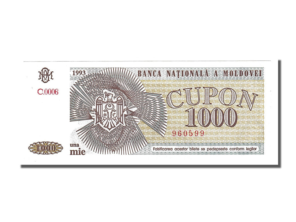 Geldschein, Moldova, 1000 Cupon, 1992, UNZ