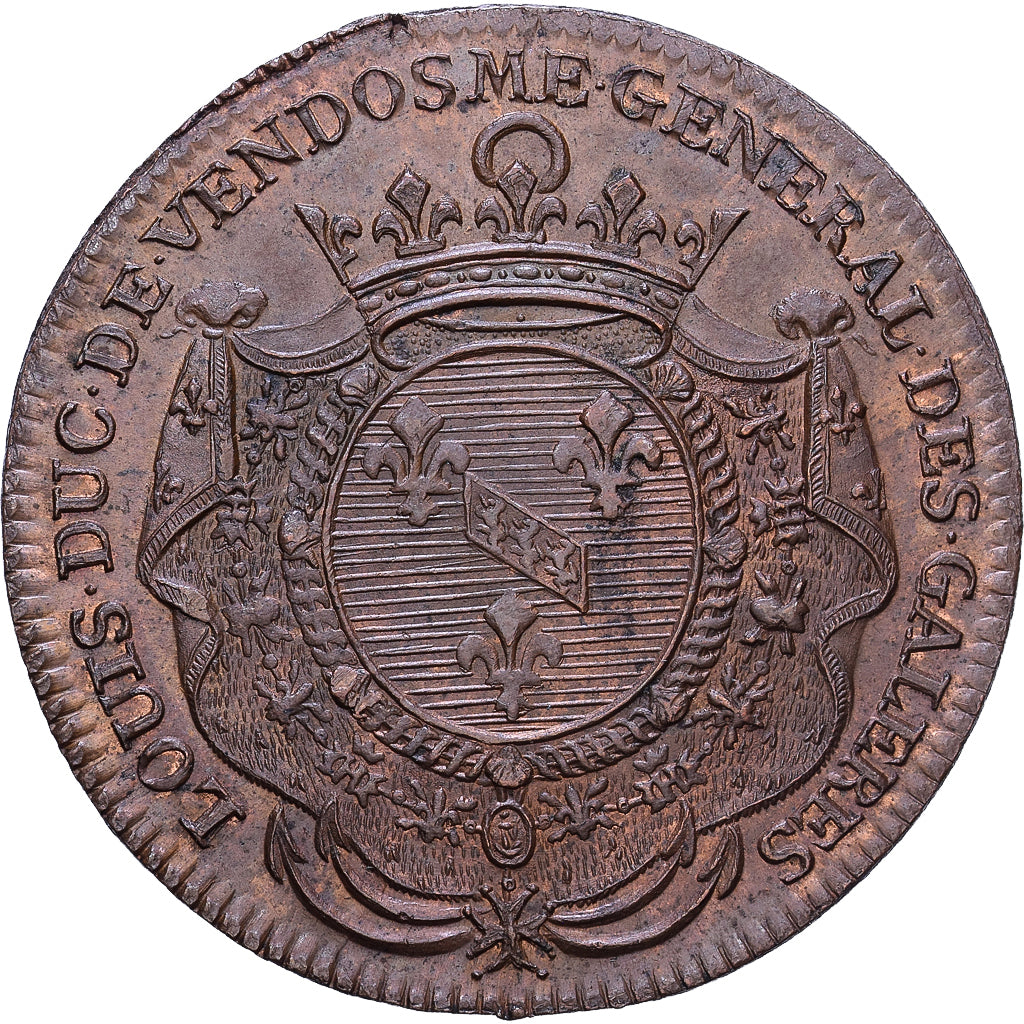 Frankrijk, Token, Galères, Louis duc de Vendôme, 1707, Bronzen, UNC-