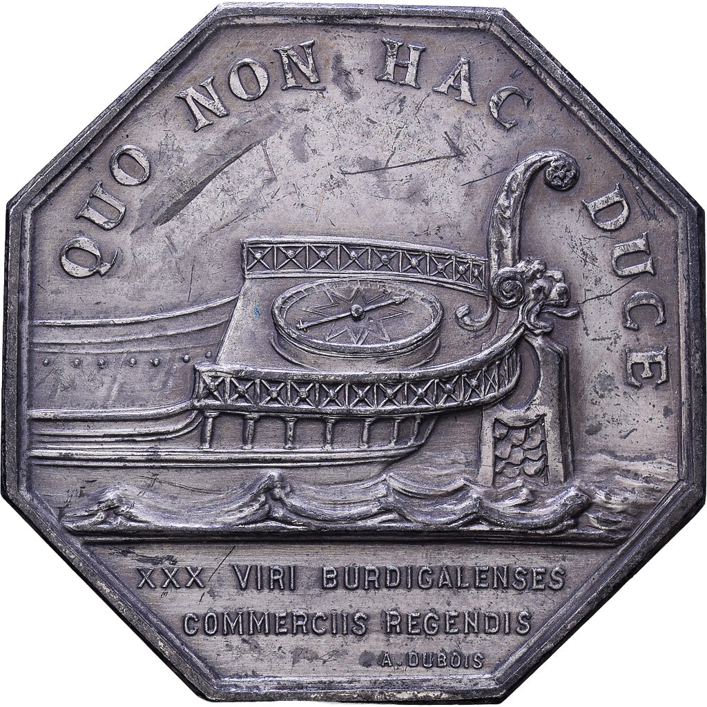 França, medalha, Chambre de Commerce de Bordeaux, 1962, Prata, AU(55-58)