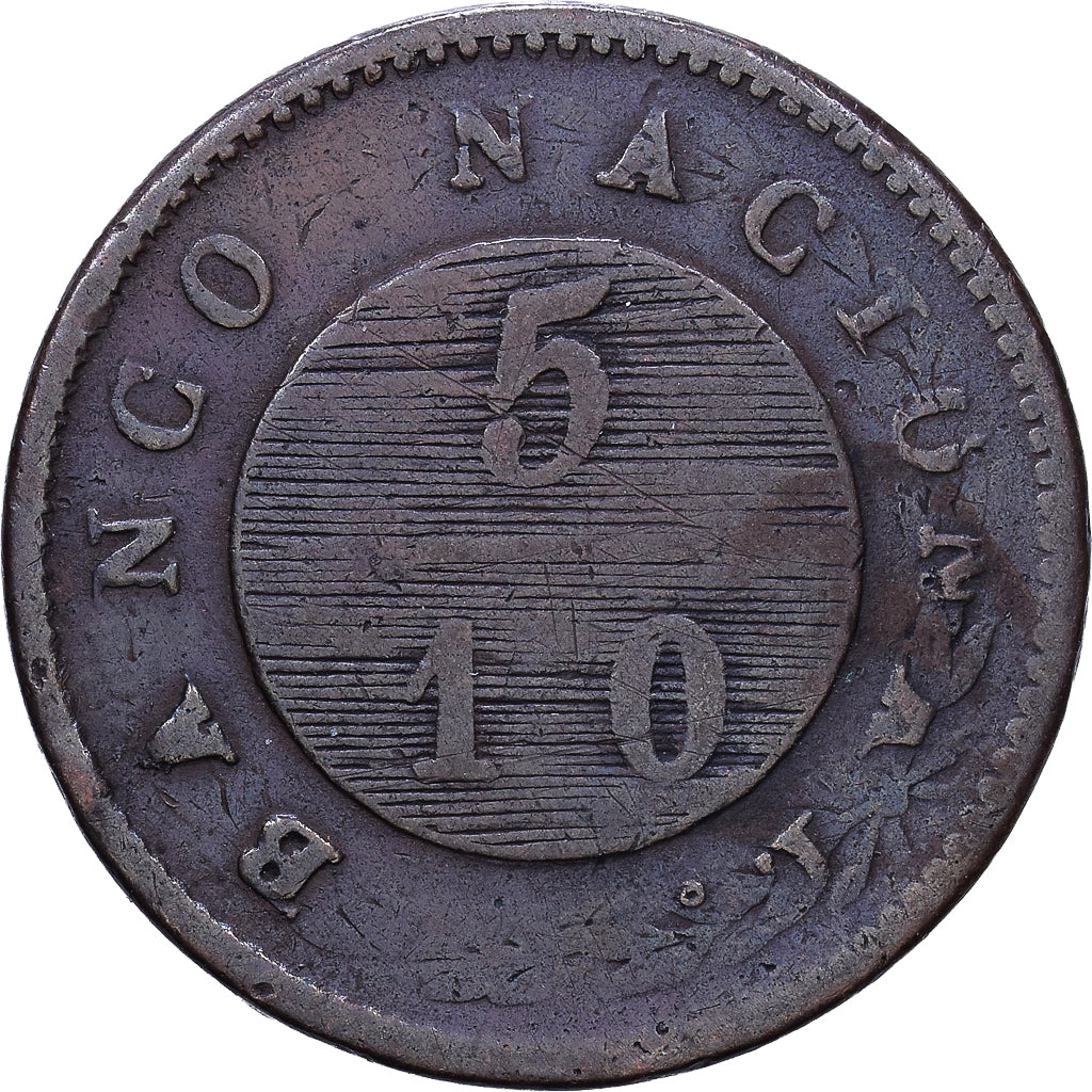 Argentina, 5/10 Réal, 1827, Buenos Aires, Copper, VF(20-25), KM:3