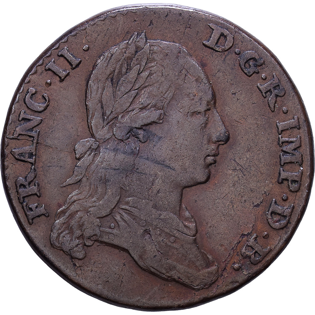Austrian Netherlands, Franz II, 2 Liards, 1793, Brussels, Copper, VF(20-25)