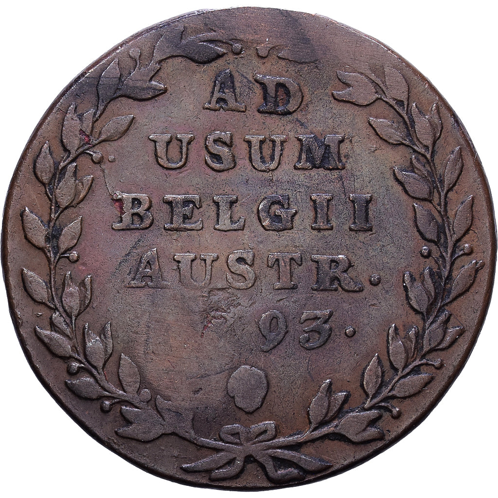 Austrian Netherlands, Franz II, 2 Liards, 1793, Brussels, Copper, VF(20-25)