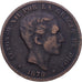 Espagne, Alphonse XII, 10 Centimos, 1879, Barcelone, Bronze, TB, KM:675