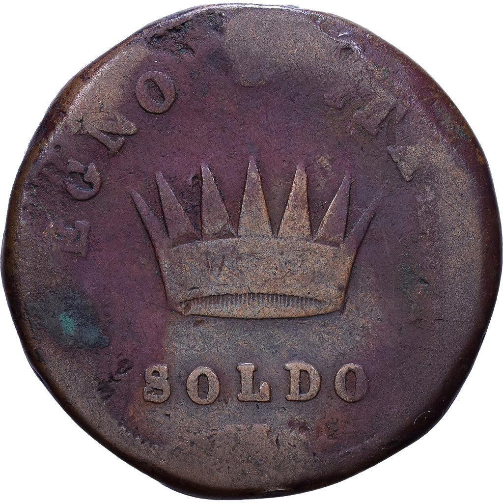 Kingdom of Italy, Napoleon I, 1 Soldo, 1813, Milan, Miedź, F(12-15)