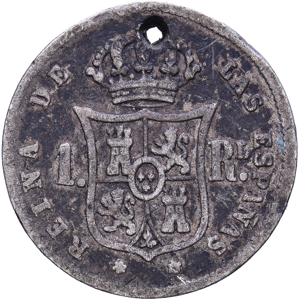 Espanha, Isabel II, 1 Réal, 1860, Madrid, Prata, VF(20-25)