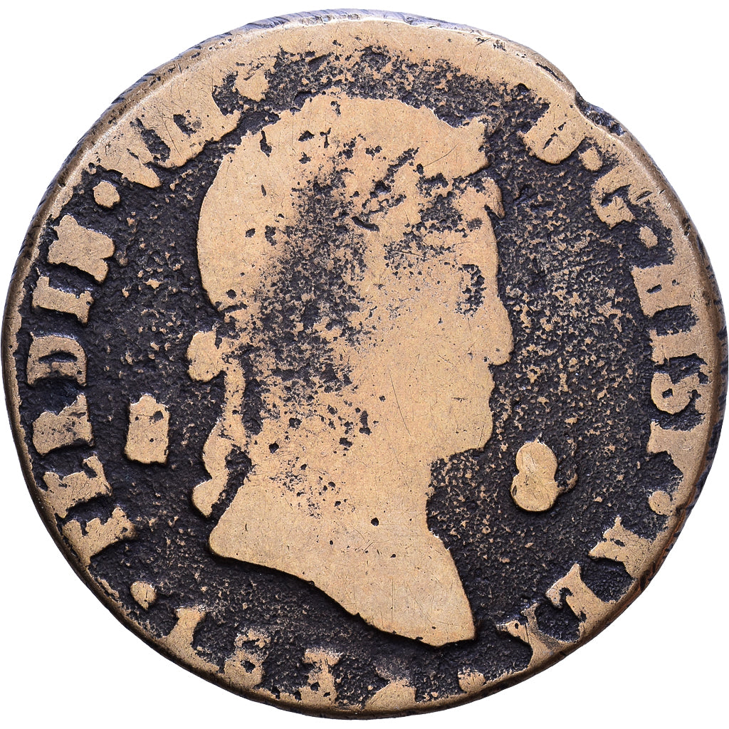 Spagna, Ferdinand (Fernando) VII, 8 Maravedis, 1832, Segovia, Rame, B+, KM:486.1