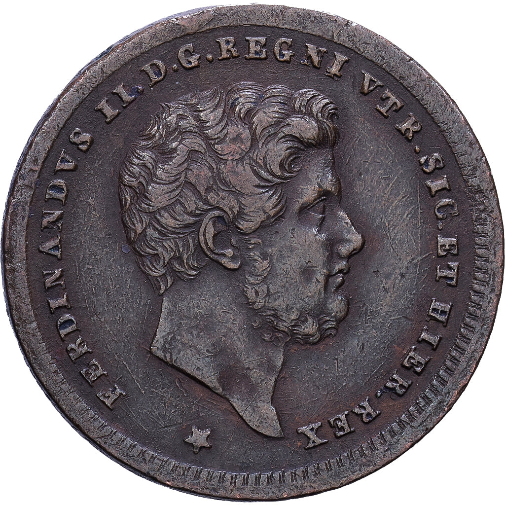 Kingdom of the Two Sicilies, Ferdinando II, 2 Tornesi, 1842, Naples, Cobre