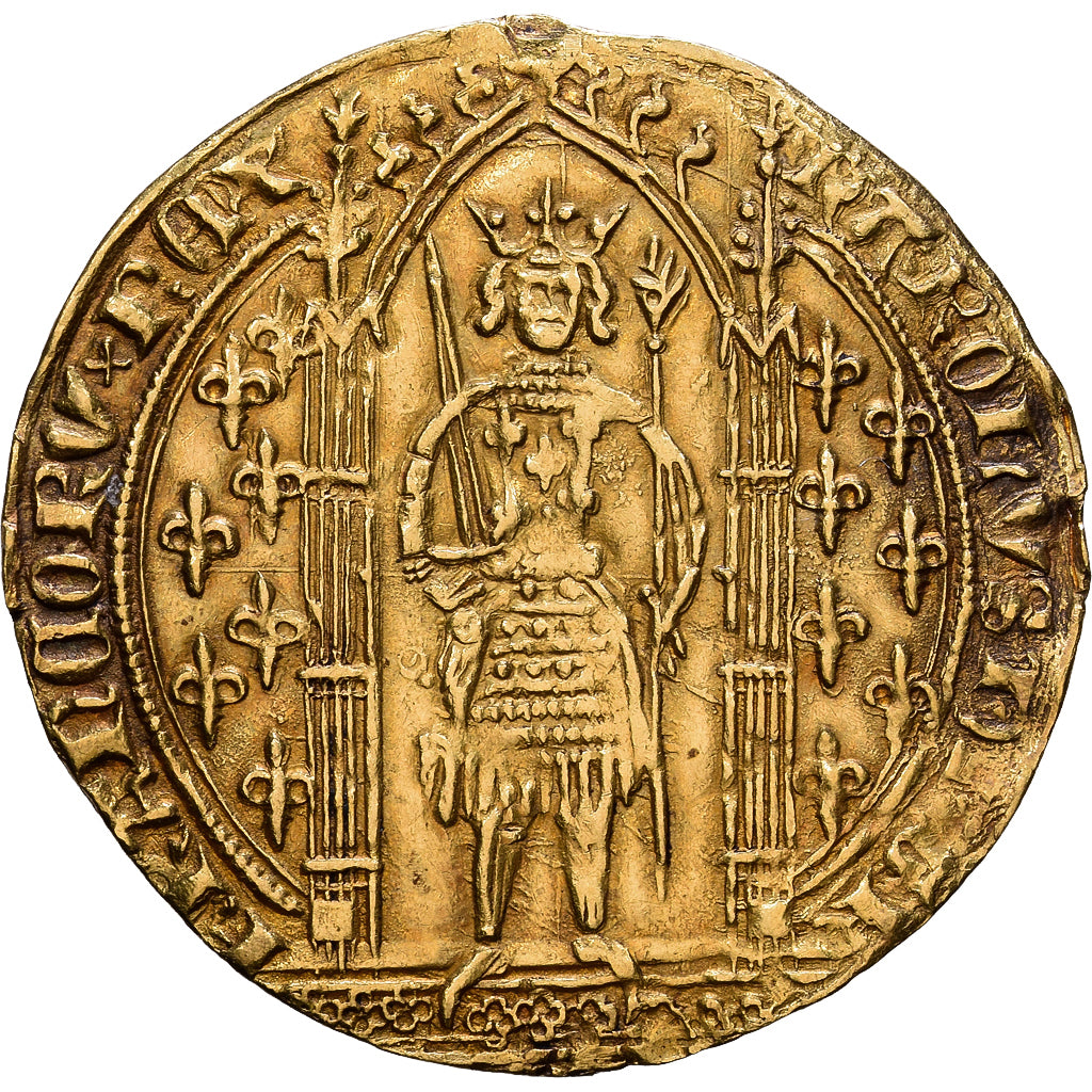 Francja, Charles V, Franc à pied, 1365, Paris, Złoto, EF(40-45), Duplessy:360A