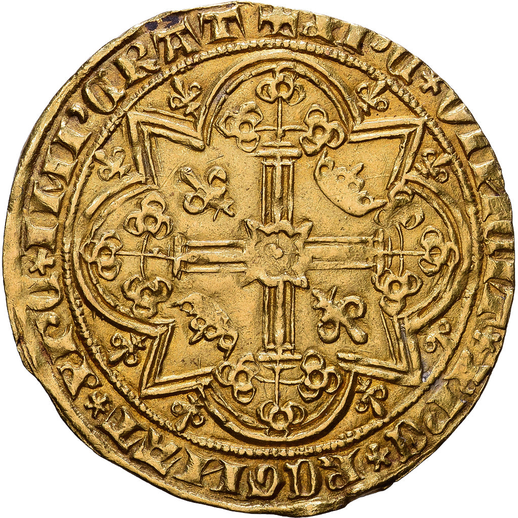 Francja, Charles V, Franc à pied, 1365, Paris, Złoto, EF(40-45), Duplessy:360A