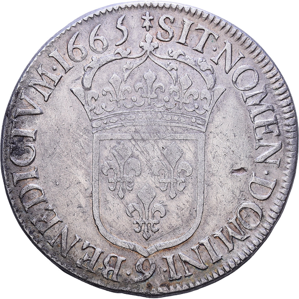 Frankreich, Louis XIV, Écu au buste juvénile, 1665, Rennes, Silber, S