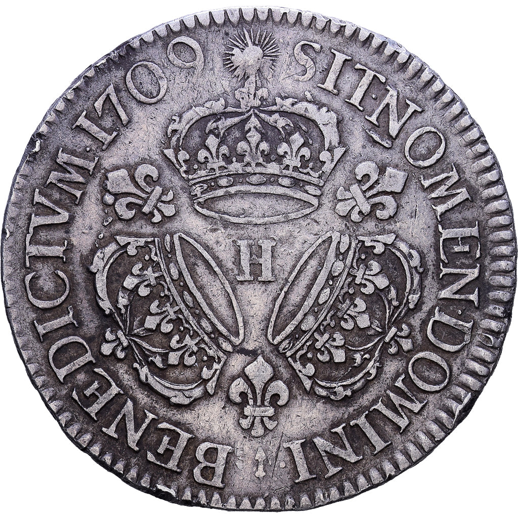 France, Louis XIV, Ecu aux 3 couronnes, 1709, La Rochelle, Silver, EF(40-45)