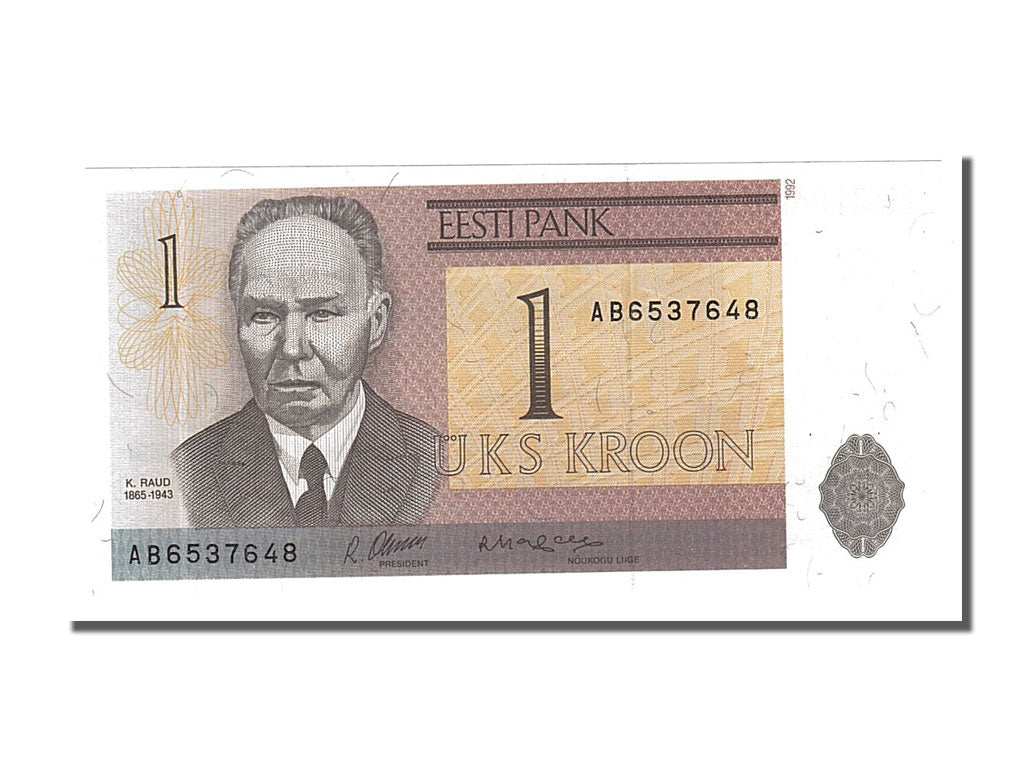 Banconote, Estonia, 1 Kroon, 1992, FDS