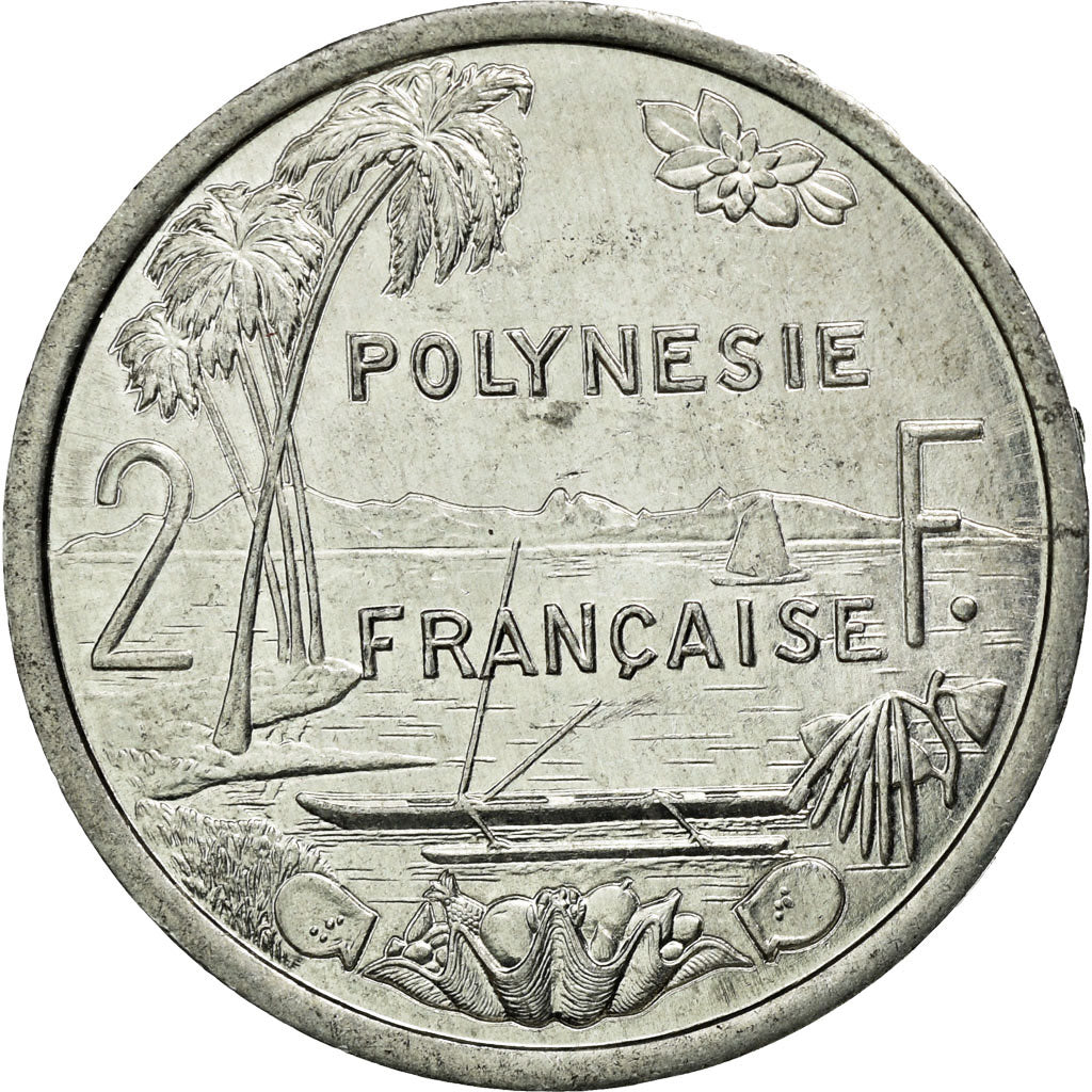 Coin, French Polynesia, 2 Francs, 1991, Paris, AU(55-58), Aluminum, KM:10