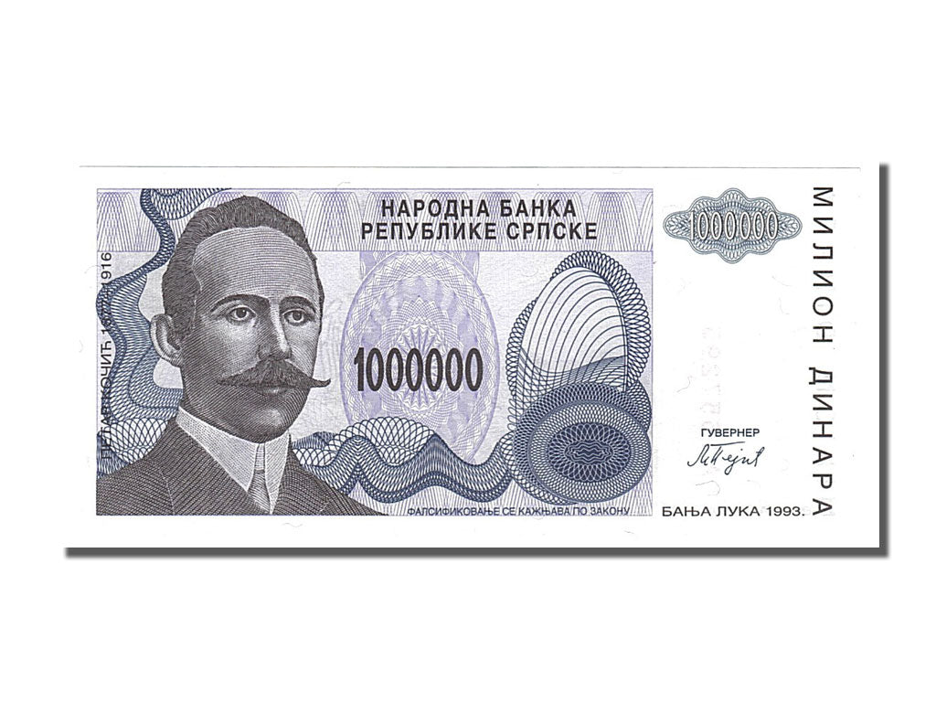 Banconote, Bosnia - Erzegovina, 1,000,000 Dinara, 1993, FDS