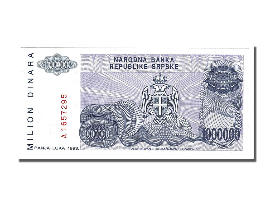Banconote, Bosnia - Erzegovina, 1,000,000 Dinara, 1993, FDS