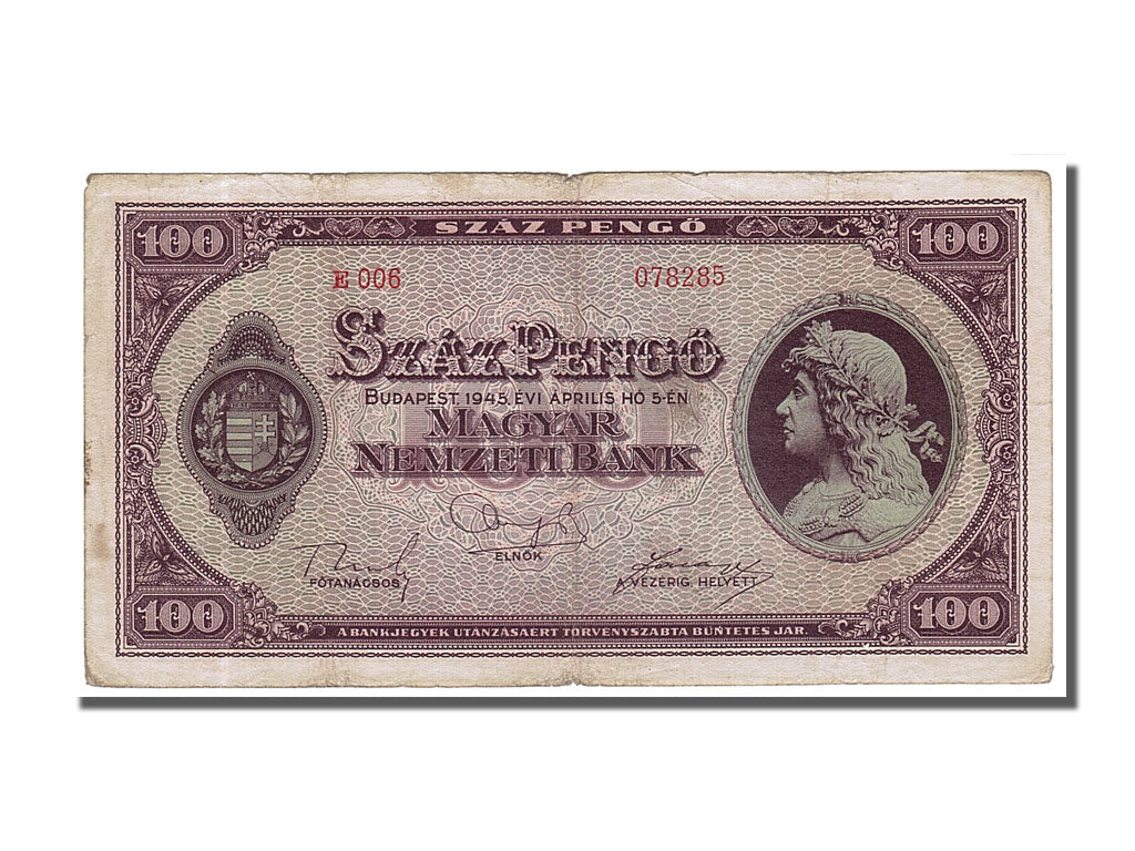 Banknote, Hungary, 100 Pengö, 1945, 1945-04-05, VF(30-35)