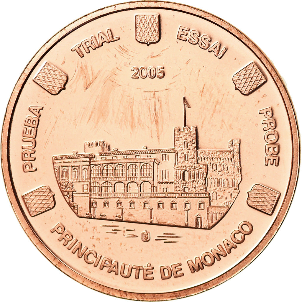 Monaco, Medal, 2 C, Essai Trial, 2005, MS(65-70), Copper